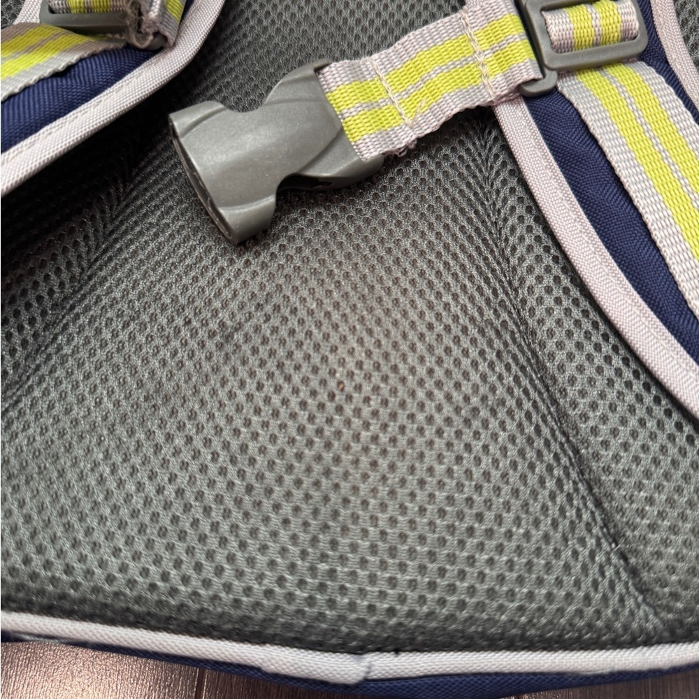 Pottery Barn Kids Size Small Blue & Gray Backpack Neon Yellow Trim Boys Girls - Picture 6 of 10